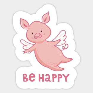 Lovely cartoon hand drawn piggy Sticker